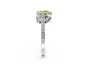 Cathedral Engagement Ring Setting for Fancy Yellow Pear-Shaped Center with Antique-Style Pave Band and Prong Head in Sterling Silver