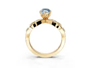 Solitaire Engagement Ring Setting for Fancy Blue Marquise Center with Criss-Cross Accent Band and Prong Head in Yellow Gold