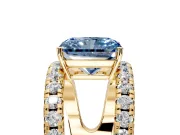 Solitaire Engagement Ring Setting for Fancy Blue Radiant Cut Center with Wide-Open Split Shank and Prong Head in Yellow Gold