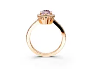 Halo Engagement Ring Setting for Fancy Pink Marquise Center with Inner Milgrain Border and Prong Head in Rose Gold