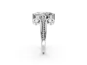 Solitaire Engagement Ring Setting for Marquise Center with Twisted Band and Scroll Prong Head in Sterling Silver