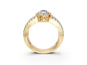 Halo Engagement Ring Setting for Marquise Center with Wide-Open Pave Split Shank and Prong Head in Yellow Gold