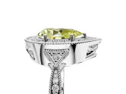 Halo Engagement Ring Setting for Fancy Yellow Pear-Shaped Center with Milgrain Rim, Pave Band and Prong Head in Sterling Silver