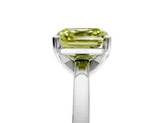 Solitaire Engagement Ring Setting for Fancy Yellow Asscher Cut Center with Basket Rail and Prong Head in Sterling Silver