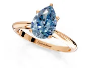 Solitaire Engagement Ring Setting for Fancy Blue Pear-Shaped Center with Knife Ridge Band and Claw Prong Head in Rose Gold