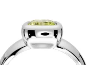 Solitaire Engagement Ring Setting for Fancy Yellow Cushion Cut Center with Wide Band and Bezel Head in Sterling Silver