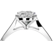 Solitaire Engagement Ring Setting for Cushion Cut Center with Tapered Shoulders and Prong Head in Sterling Silver