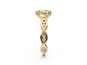 Solitaire Engagement Ring Setting for Fancy Yellow Pear-Shaped Center with Accented Twist Band and Leaf Prong Head in Yellow Gold