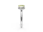 Hidden Halo Engagement Ring Setting for Fancy Yellow Radiant Cut Center with Plain Rounded Band and Prong Head in Platinum