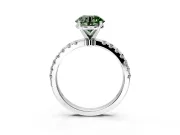 Open Basket Engagement Ring Setting for Fancy Green Round Cut Center with Pave Band and Prong Head in Platinum
