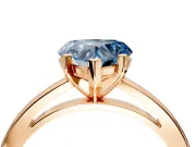 Solitaire Engagement Ring Setting for Fancy Blue Heart-Shaped Center with Basket Rail and Prong Head in Rose Gold