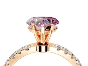 Open Basket Engagement Ring Setting for Fancy Pink Heart-Shaped Center with Pave Band and Prong Head in Rose Gold