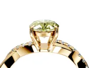 Crossover Engagement Ring Setting for Fancy Yellow Oval Center with Pave and Plain Strands and Prong Head in Yellow Gold