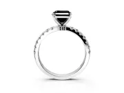 Open Basket Engagement Ring Setting for Fancy Black Asscher Cut Center with Pave Band and Prong Head in Sterling Silver