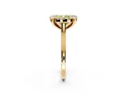 Single Halo Engagement Ring Setting for Fancy Yellow Cushion Cut Center with Corner Claws, Plain Band and Prong Head in Yellow Gold