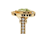 Halo Engagement Ring Setting for Fancy Yellow Heart-Shaped Center with Milgrain Frame, Pave Band and Prong Head in Yellow Gold