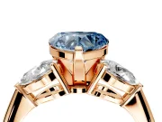 3 Stone Engagement Ring Setting for Fancy Blue Heart-Shaped Center with Large Pear-Shaped Accents and Prong Head in Rose Gold