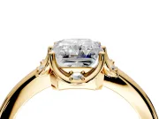 Floral Frame Engagement Ring Setting for Radiant Cut Center with Accent Clusters and Prong Head in Yellow Gold