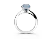 Solitaire Engagement Ring Setting for Fancy Blue Asscher Cut Center with Basket Rail and Prong Head in Platinum