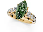 Solitaire Engagement Ring Setting for Fancy Green Marquise Center with Graduated Shared Prongs and Prong Head in Yellow Gold