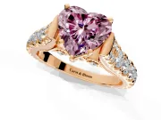 Solitaire Engagement Ring Setting for Fancy Pink Heart-Shaped Center with Pave Cathedral Shoulders and Prong Head in Rose Gold