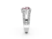 Halo Engagement Ring Setting for Fancy Pink Heart-Shaped Center with Wide-Open Pave Split Shank and Prong Head in Platinum