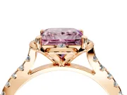 Floral Engagement Ring Setting for Fancy Pink Princess Cut Center with Pave Band and Floral Prong Head in Rose Gold