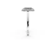 Halo Engagement Ring Setting for Emerald Cut Center with Plain Tapered Band and Prong Head in Sterling Silver