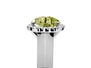 Halo Engagement Ring Setting for Fancy Yellow Round Cut Center with Knife Ridge Cathedral Band and Prong Head in Platinum