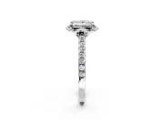 Floral Engagement Ring Setting for Princess Cut Center with Pave Band and Floral Prong Head in Sterling Silver