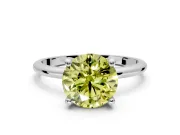 Minimalist Solitaire Engagement Ring Setting for Fancy Yellow Round Cut Center with Thin Band and Prong Head in Sterling Silver
