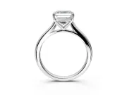Solitaire Engagement Ring Setting for Asscher Cut Center with Narrow Cathedral Band and Prong Head in Platinum