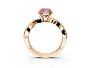 Solitaire Engagement Ring Setting for Fancy Pink Cushion Cut Center with Half-Pave Crossover Band and Prong Head in Rose Gold