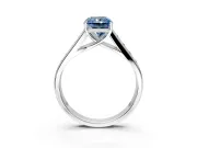 Solitaire Engagement Ring Setting for Fancy Blue Radiant Cut Center with Round Cut Channel Band and Prong Head in White Gold