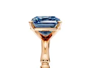 Solitaire Engagement Ring Setting for Fancy Blue Asscher Cut Center with Bamboo Band and Prong Head in Rose Gold