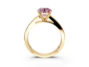 Solitaire Engagement Ring Setting for Fancy Pink Round Cut Center with Princess Cut Channel Band and Prong Head in Yellow Gold