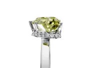 Hidden Halo Engagement Ring Setting for Fancy Yellow Heart-Shaped Center with Wide Flat Plain Band and Prong Head in White Gold