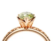 Solitaire Engagement Ring Setting for Fancy Yellow Marquise Center with XO Engraved Band and Prong Head in Rose Gold
