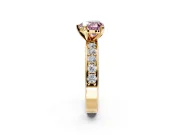 Solitaire Engagement Ring Setting for Fancy Pink Heart-Shaped Center with Channel-Set Accents and Prong Head in Yellow Gold