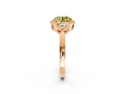 Cluster Engagement Ring Setting for Fancy Yellow Round Cut Center with Milgrain Shoulder Clusters and Prong Head in Rose Gold