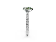 Solitaire Engagement Ring Setting for Fancy Green Pear-Shaped Center with Large Accent Band and Prong Head in Platinum