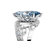 Solitaire Engagement Ring Setting for Fancy Blue Marquise Center with Pave Bypass Twist Band and Prong Head in Sterling Silver