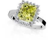 Starburst Halo Engagement Ring Setting for Fancy Yellow Radiant Cut Center with Flat Cathedral Band and Prong Head in Sterling Silver