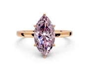 Hidden Halo Engagement Ring Setting for Fancy Pink Marquise Center with Plain Band and Tall Prong Head in Rose Gold