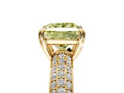 Solitaire Engagement Ring Setting for Fancy Yellow Princess Cut Center with Multi-Row Pave Accents and Basket Head in Yellow Gold