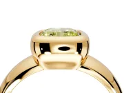 Solitaire Engagement Ring Setting for Fancy Yellow Cushion Cut Center with Wide Band and Bezel Head in Yellow Gold