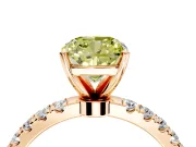 Open Basket Engagement Ring Setting for Fancy Yellow Cushion Cut Center with Pave Band and Prong Head in Rose Gold