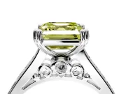 Solitaire Engagement Ring Setting for Fancy Yellow Asscher Cut Center with Channel Band and Double Claw Prong Head in Sterling Silver