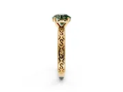 Solitaire Engagement Ring Setting for Fancy Green Round Cut Center with Scrollwork Band and Prong Head in Yellow Gold