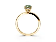 Solitaire Engagement Ring Setting for Fancy Green Pear-Shaped Center with Fine Wire Band and Prong Head in Yellow Gold